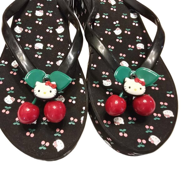 New in Box - Hello Kitty Womens Sandals Size 9, Black White Red Cherry - Picture 2 of 11